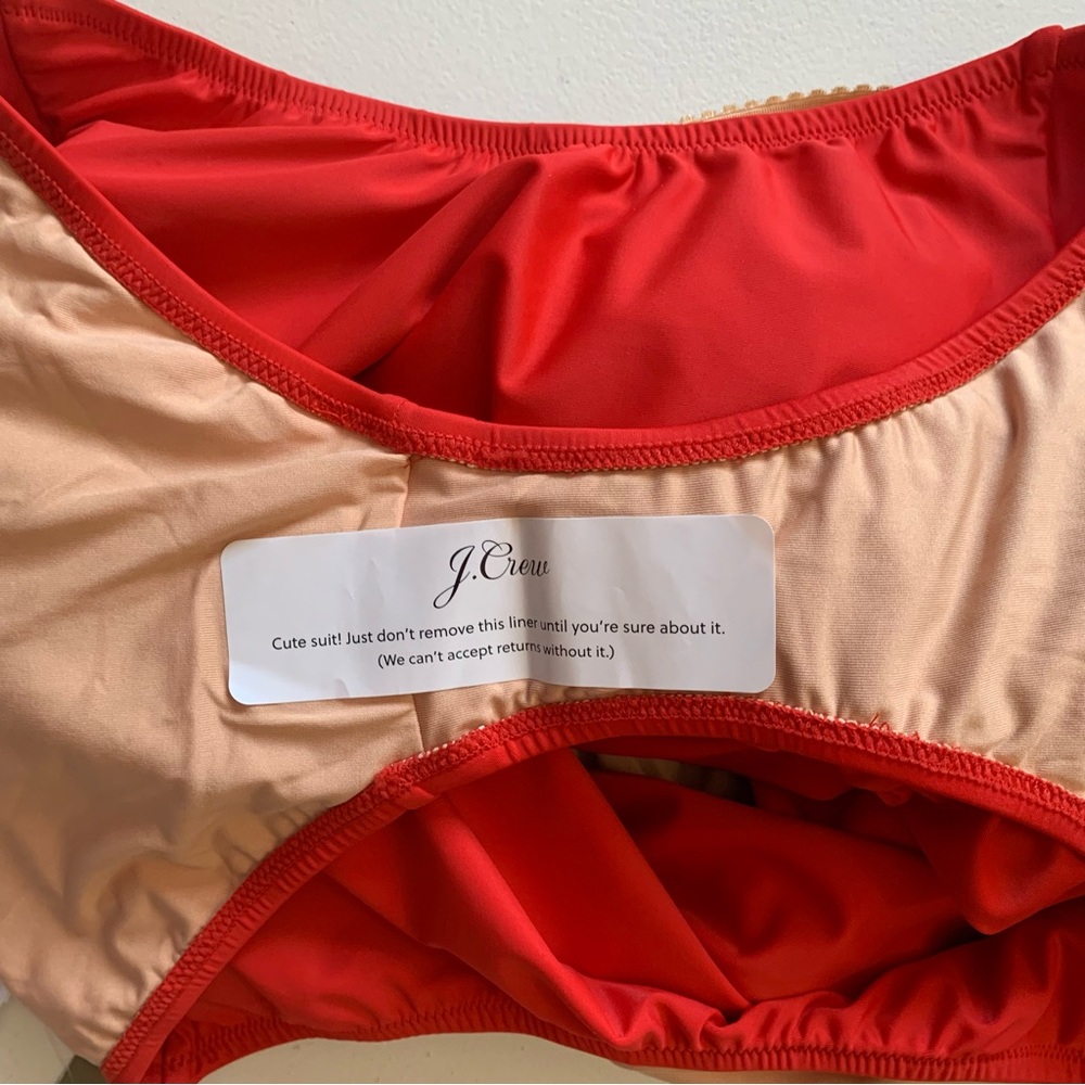 J Crew Red Ruched Squareneck One Piece Swimsuit Size 24 NWT - Picture 10 of 17